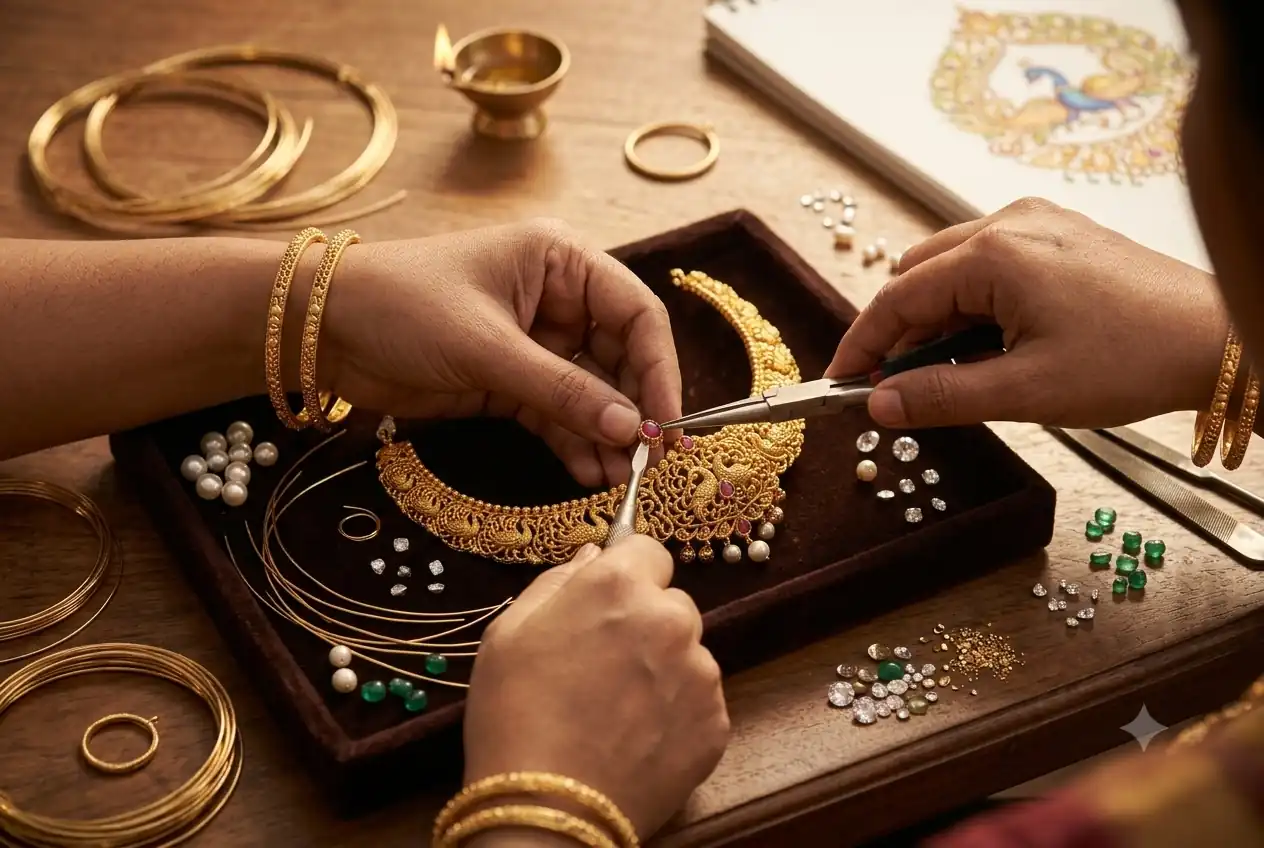 Custom Jewelry Design and BIS Hallmarked Craftsmanship in Tiruchengode by Sri Mangalam Jewellery